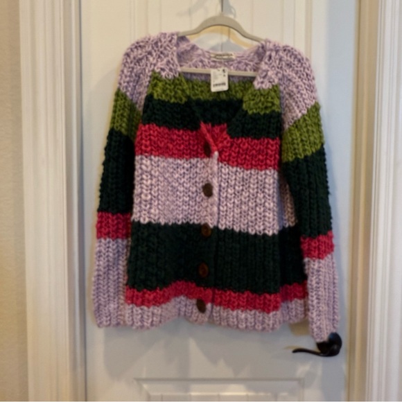 Free People Myles Stripe Cardi Chunky Knit - Picture 4 of 7